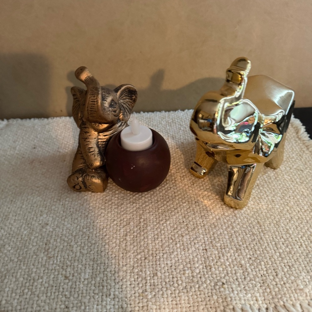 Gold and Bronze Elephant Figurines